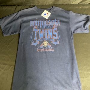 MAJESTIC / GRAY-BLUE VINTAGE TWINS T SHIRT / SIZE: YOUTH XL